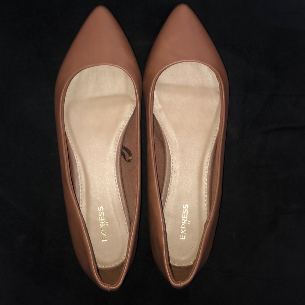 Express Tan Pointed Flats
